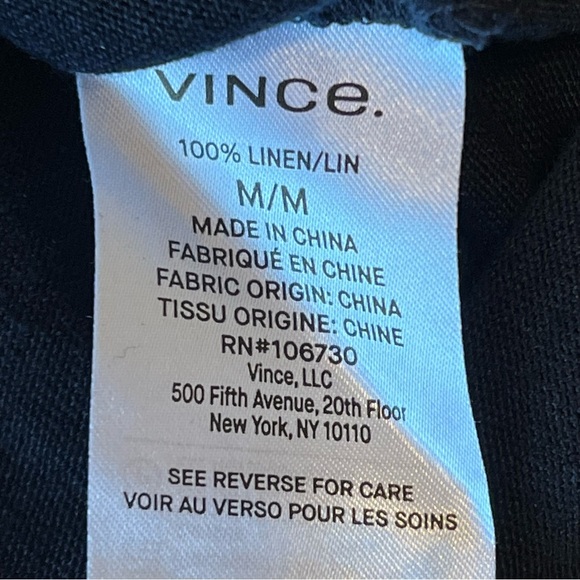 Vince 100%Linen navy blue Tshirt, short sleeve, round neckline size M women’s - Picture 8 of 10